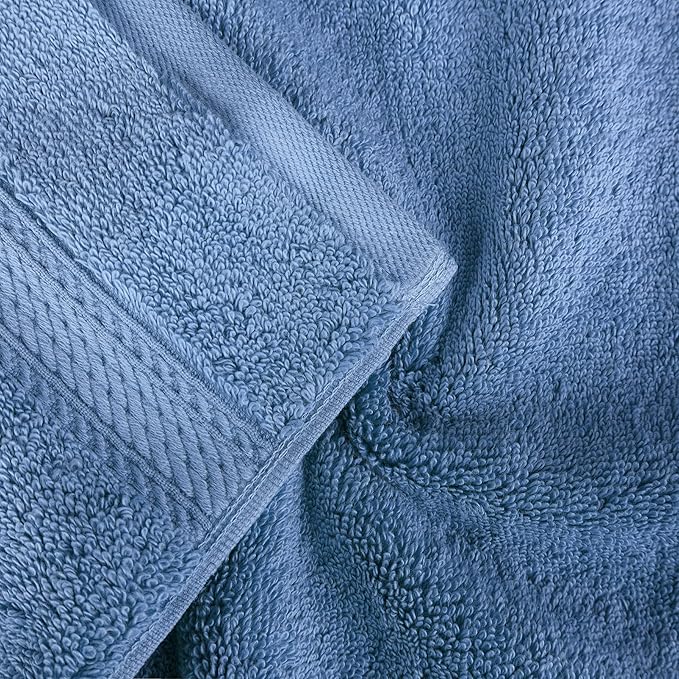 BLUENILEMILLS Madison Egyptian Cotton Towels, Towel Set for Bathroom, Shower, Hotel, Plush, 900 GSM, Highly Absorbent and Ultra-Soft Towels, Bath Essentials, 8 Piece Assorted Towel Set, Denim Blue