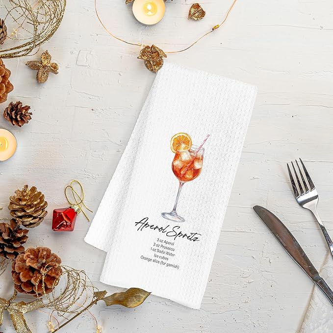 Cocktail Aperol Spritz Gifts Kitchen Towels, Cocktail Aperol Spritz Dish Tea Hand Towels for Kitchen Bar Decor, Gifts for Bartenders, 16x24 Inch