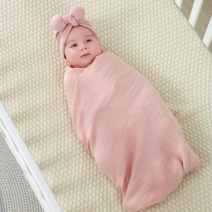 Muslin Swaddle Blankets for Boys & Girls, Soft Breathable Swaddling Blankets, Large 47" X 47" inches Baby Muslin Swaddles, 4 Pack Red Berries/Earthy Colors