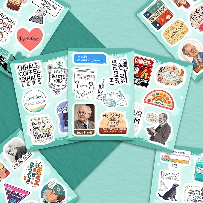 100Pcs Psychology Stickers for Laptop, for Water Botttle - Funny Psychologist Stickers for Therapist - Psychology Party Supplies - Gift for Women & Men