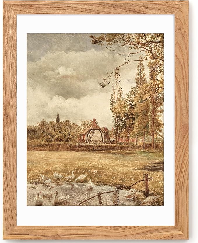 18x24 Picture Frame, Solid Elm Wood Picture Frame with Real Glass, Large Rustic Poster Frame 18"x24", matted to 16x20, 18 by 24 Wooden Frame for Vertical & Horizontal Wall Hanging, Natural, 1 Pack