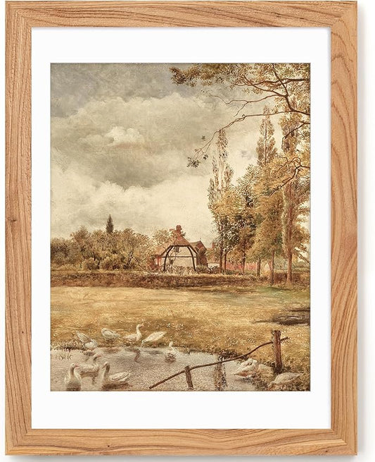 18x24 Picture Frame, Solid Elm Wood Picture Frame with Real Glass, Large Rustic Poster Frame 18"x24", matted to 16x20, 18 by 24 Wooden Frame for Vertical & Horizontal Wall Hanging, Natural, 1 Pack
