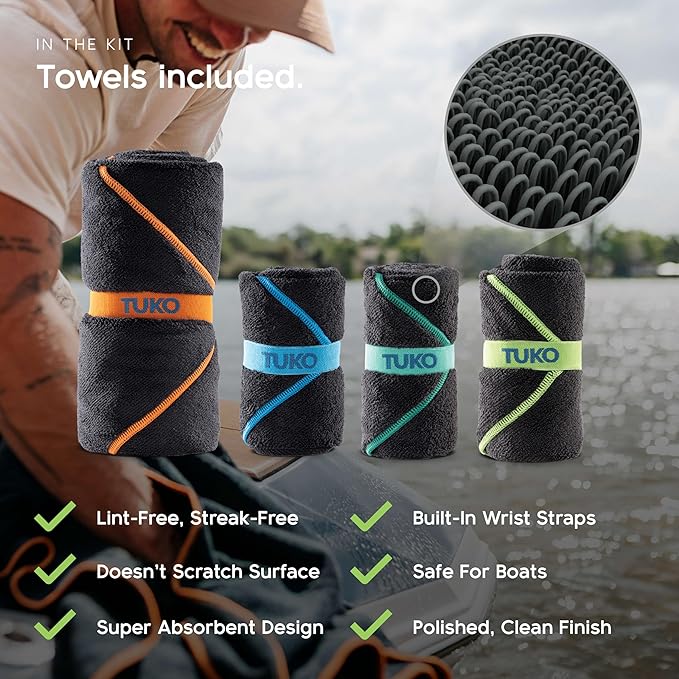 MISSION Boat Gear Cleaning Kit Premium Boat Detailing Kit with Boat Cleaner, Boat Vinyl Cleaner, Boat Seat Cleaner and Microfiber Towels, Complete Boat Cleaning Supplies for Interior and Exterior