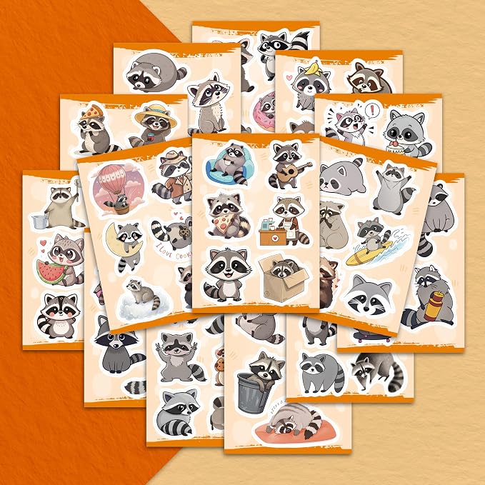 100Pcs Raccoon Stickers for Water Bottle, Laptop - Raccoon Gifts & Party Supplies - Gift for Women & Men