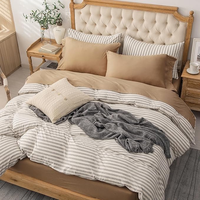 PURE ERA Jersey Knit 4pc Bed Sheet Set 100% T-Shirt Cotton Super Soft Comfy Breathable Fits Mattress Up to 20" Extra Deep Pocket (Solid Toffee Brown, Queen)