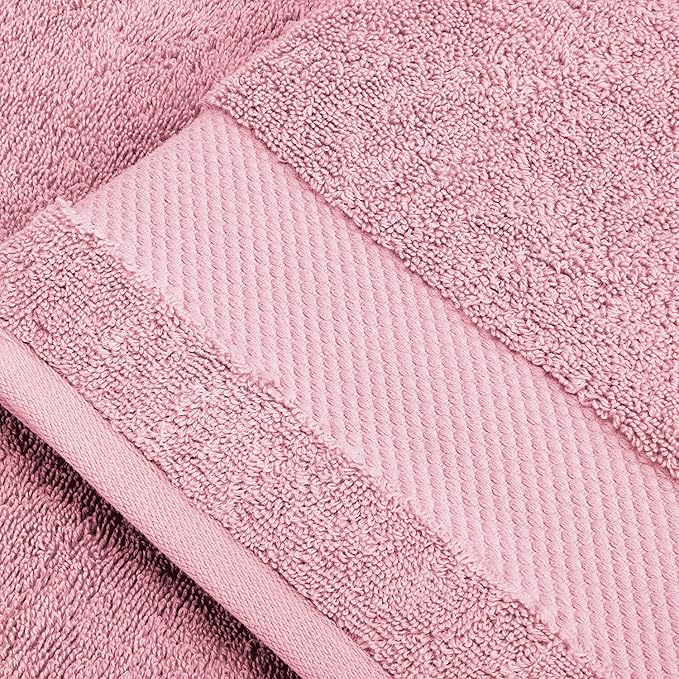 BIOWEAVES 100% Organic Cotton 700 GSM Plush Luxury Bath Towels for Bathroom 30" x 58" GOTS Certified - Dusty Pink, Pack of 2