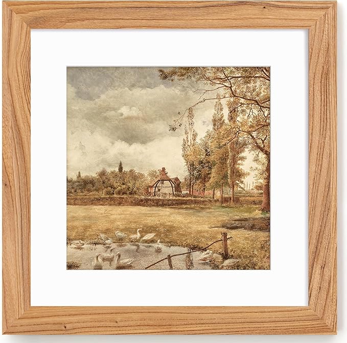 Fun Memories 16x16 Picture Frame, Square Frames 16 x16-Tempered Glass, 16"x16" Wood Picture Frames for Wall, Display Pictures 12x12 with Mat or 16 x 16 Without Mat, Natural, 1 Pack