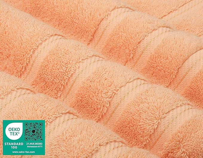 American Soft Linen Luxury 4 Piece Bath Towel Set, 600 GSM 100% Cotton Turkish Bath Towels for Bathroom, 27x54 in Extra Large Bathroom Shower Towels, Malibu Peach