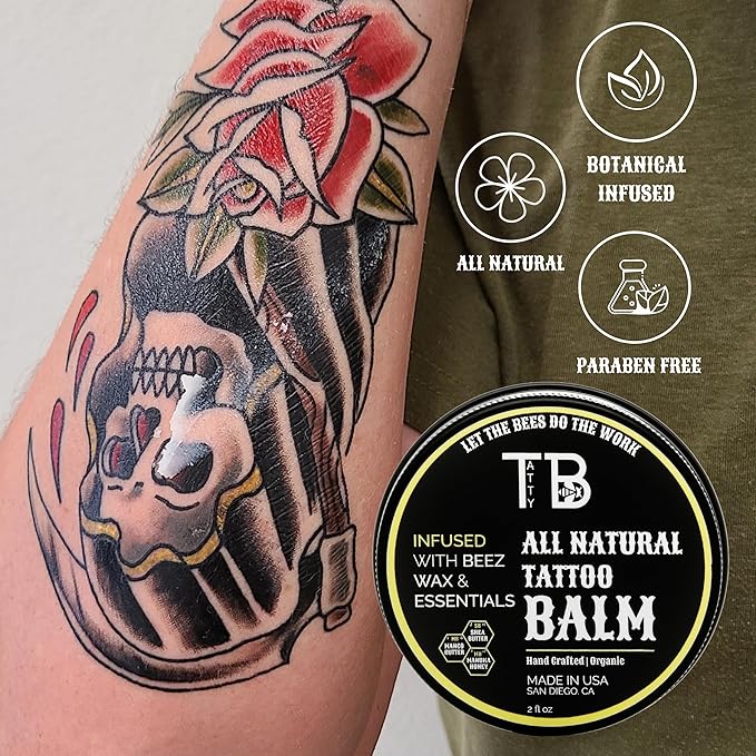 Tattoo Aftercare Balm – Fast Healing Tattoo Cream for New & Old Tattoos | Soothes, Hydrates & Brightens Ink | Natural Beeswax & Manuka Honey | 2 fl oz