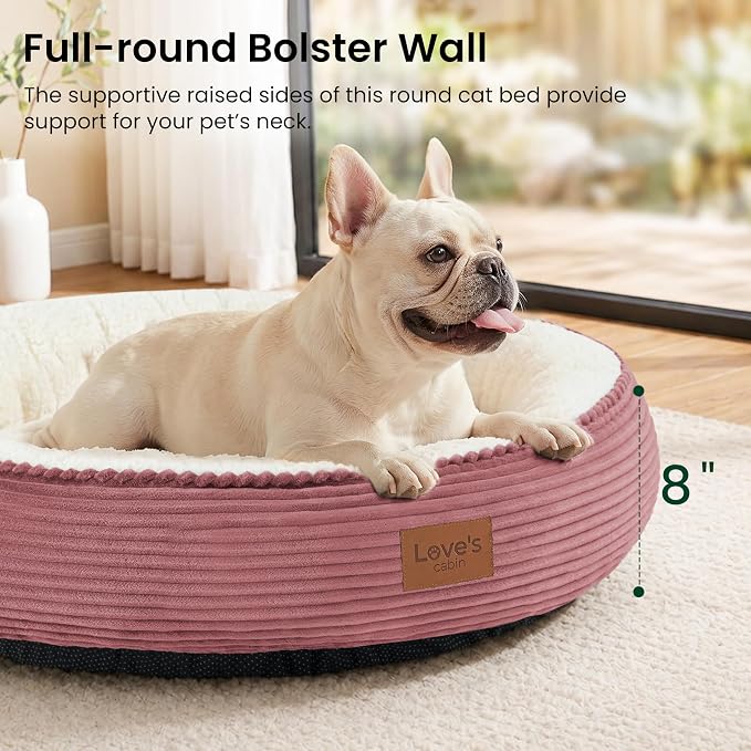 Love's cabin Round Donut Cat and Dog Cushion Bed, 30in Pet Bed for Medium or Large Dogs, Anti-Slip & Water-Resistant Bottom, Soft Durable Fabric Pet Beds, Washable Calming Cat Bed, Dusty Rose