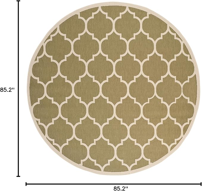 SAFAVIEH Courtyard Collection 7'10' x 7'10' Round Green/Beige CY6914 Trellis Indoor/ Outdoor Patio Backyard Mudroom Area Rug