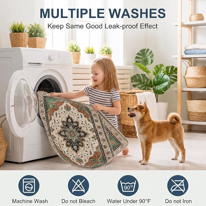 Washable Pee Pads for Dogs,Great Urine Absorbent Reusable Puppy Training Pads,Waterproof,Leak-Proof & Non-Slip Potty Pads for Whelping,Crate,Playpen,Bed.(Dark Teal Floral,72"x72")
