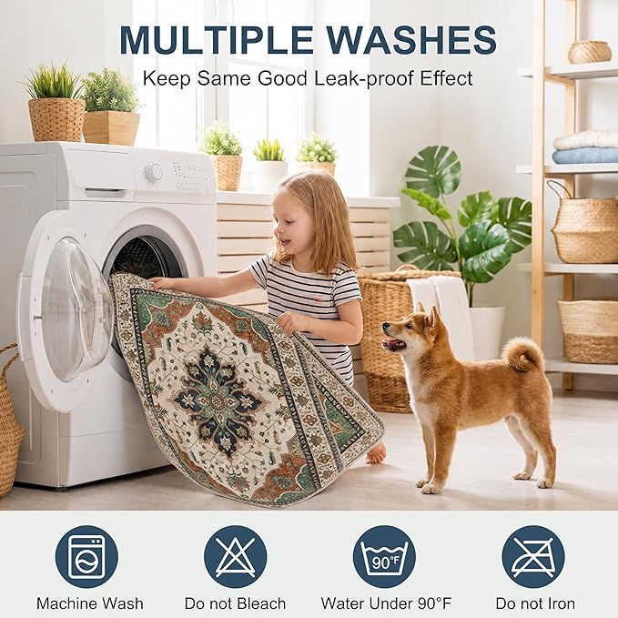 Washable Pee Pads for Dogs,Great Urine Absorbent Reusable Puppy Training Pads,Waterproof,Leak-Proof & Non-Slip Potty Pads for Whelping,Crate,Playpen,Bed.(Dark Teal Floral,31"x36")