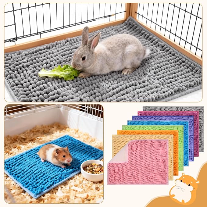 8 Pcs Guinea Pig Cage Liner, 16x12 Inch Washable Fleece Bedding Mat | Reusable Guinea Pig Bedding & Pee Pads for Small Animals, Rabbit