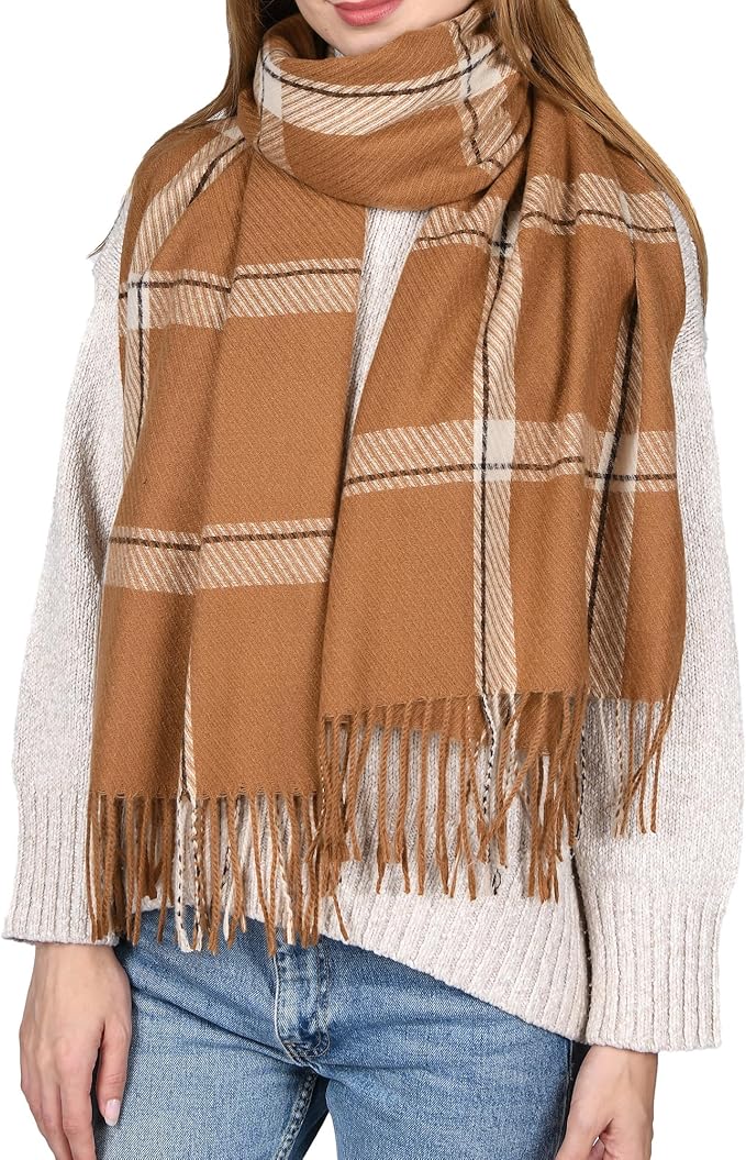 FURTALK Winter Scarf for Women Shawl Soft Tassel Plaid Large Oversized Scarves Wraps