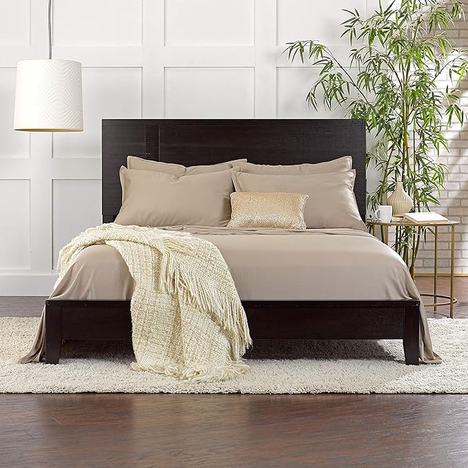 King Sheets by Pure Bamboo, Genuine 100% Organic Viscose Derived from Bamboo Bed Sheet Set, Luxuriously Soft & Cooling, Double Stitching, Lifetime Quality Promise (King, Sand)