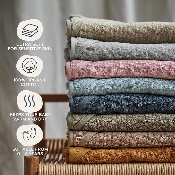 Baby Hooded Towel – Organic Cotton Baby Bath Towels – Baby Towels, Baby Bath Towels for Baby Boy, Baby Girl, Large 32" x 32" Super-Soft and Absorbent Baby Towels for Newborn (Dino - Tradewinds)