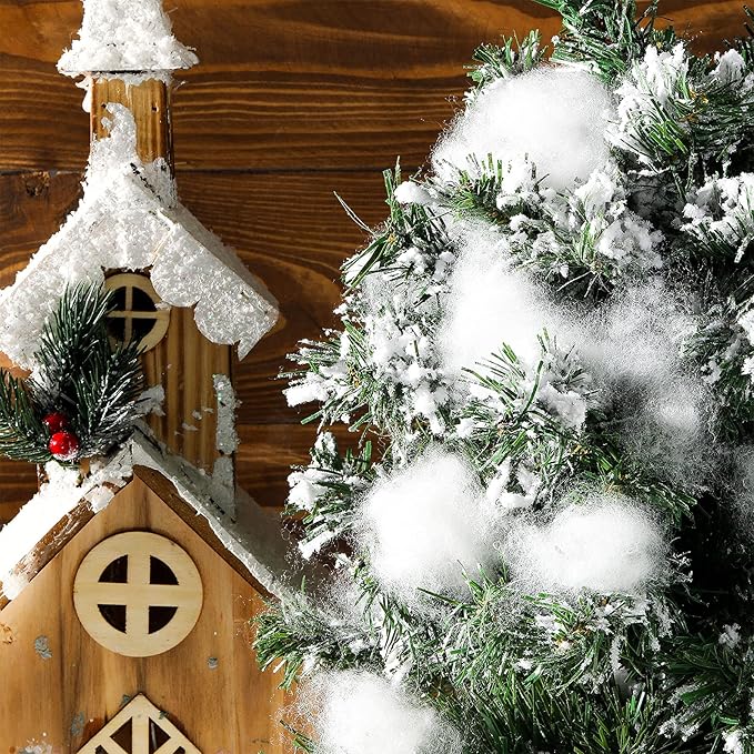 Tatuo 5 oz Fake Snow 149g Artificial Fake Cloud Christmas Faux Cloud Fluffy Snow Indoor Soft for Winter Christmas Tree Mantle Village Nativity Scene