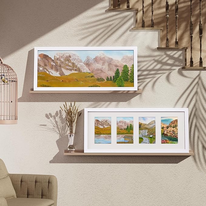 Vittanly 8x20 Collage Picture Frame, Displays 4Pcs 4x6 Pictures with Mat or 1Pcs 8x20 without Mat, Picture Frames Collage Wall Decor for Horizontal or Vertical Display, White, 1 Pack
