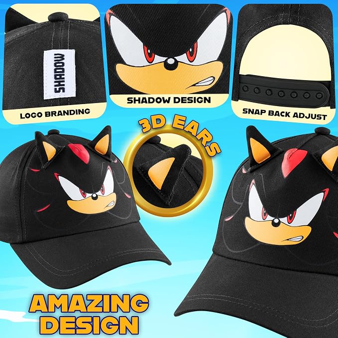 Sonic the Hedgehog Boys Baseball Cap Kids Sun Hat for Summer Beach Outdoor Play Cotton Ball Cap Gifts for Boys