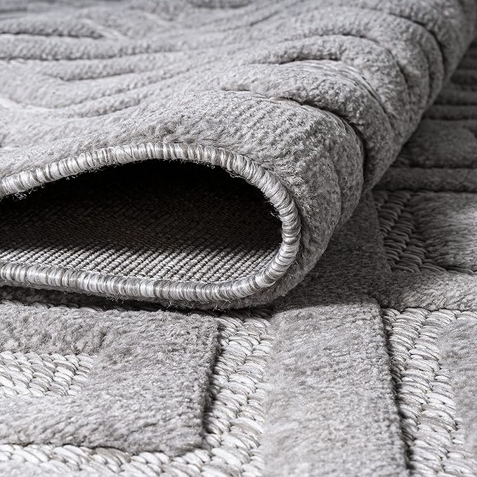 JONATHAN Y Diamond Trellis Indoor Outdoor Area Rug 5X8 Light Gray, Portmany Neutral for Backyard, Patio, Porch, Easy-Cleaning, High Traffic, Pet-Friendly, Non-Shedding (IBZ104C-5)