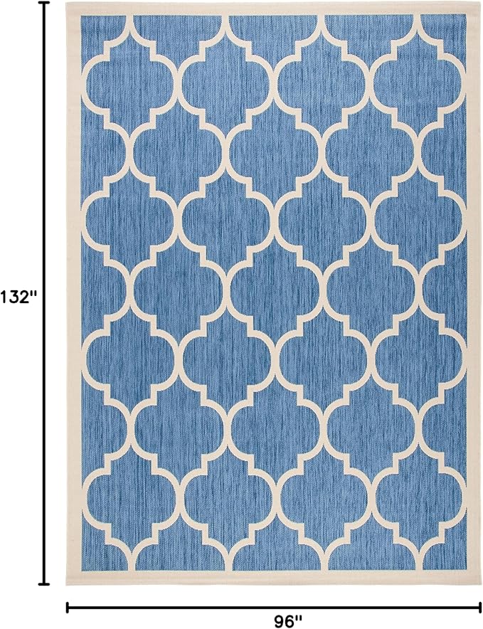 SAFAVIEH Courtyard Collection 8' x 11' Blue/Beige CY6914 Trellis Indoor/ Outdoor Waterproof Easy-Cleaning Patio Backyard Mudroom Area-Rug