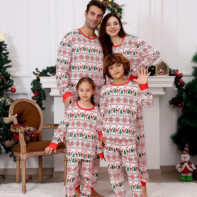 PYAEAS Matching Family Pajamas Sets Christmas PJ's Jammies Holiday Sleepwear Loungewear for Adult Women Men Xmas Outfits