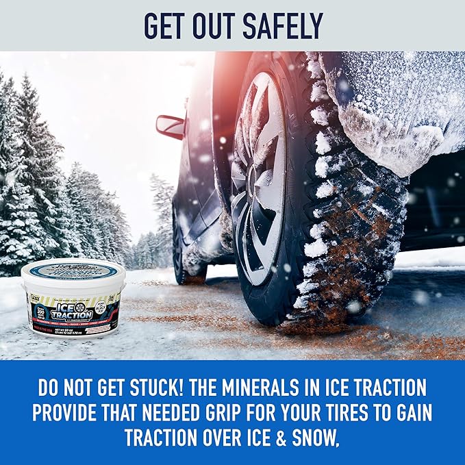 Ice Traction™ – Instant Traction Granules for Snow & Black Ice | Pet & Child Safe | Non-Corrosive, Chloride-Free | Safe on Concrete, Decks & Metal | 3 lb 12oz Bucket