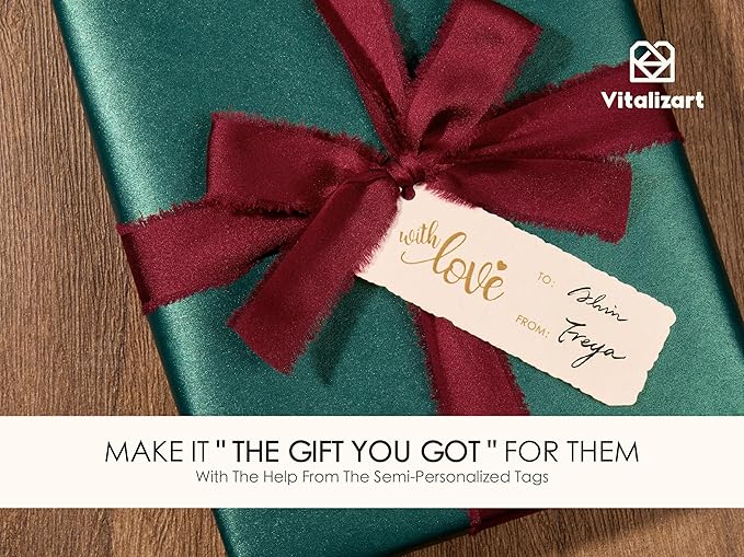 Vitalizart Green Wrapping Paper Set 17" Pearly-Lustre With Silk Like Satin Ribbon & Gift Tags Recyclable Christmas Gift Wrapping Birthday Baby Shower Wedding Handmade Crafts 197"(16.4 Ft)