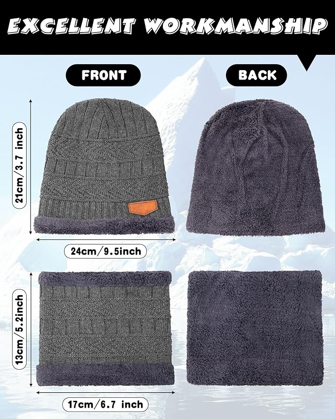10 Pieces Winter Hat Beanie Scarf Touch Screen Gloves and Sock Set Slouchy Knit Skull Cap Beanies Fleece Lining Neck Warmer