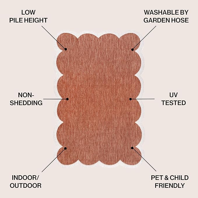 JONATHAN Y Cottage Two-Tone Scalloped Indoor Outdoor Area Rug 6X9 Terra/Cream, Alice Classic for Backyard, Patio, Porch, Easy-Cleaning, High Traffic, Pet-Friendly, Non-Shedding (SHP103C-6)