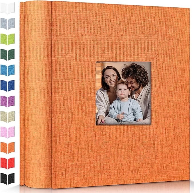 Photo Album 4x6 with 1000 Pockets,Slip-in Picture Albums,Linen Cover Memory Book with Front Window,White Page Vertical Photo Book for Wedding,Family,Anniversare,Baby,Vacation