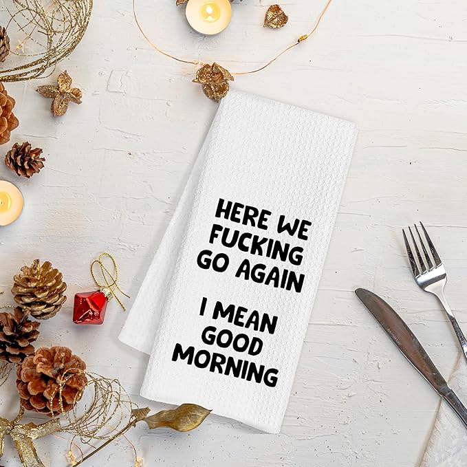 Funny Kitchen Towels, Dish & Hand Towels with Sayings, Humor Gifts for Adults, Bathroom & Kitchen Decor, 16x24 Inches