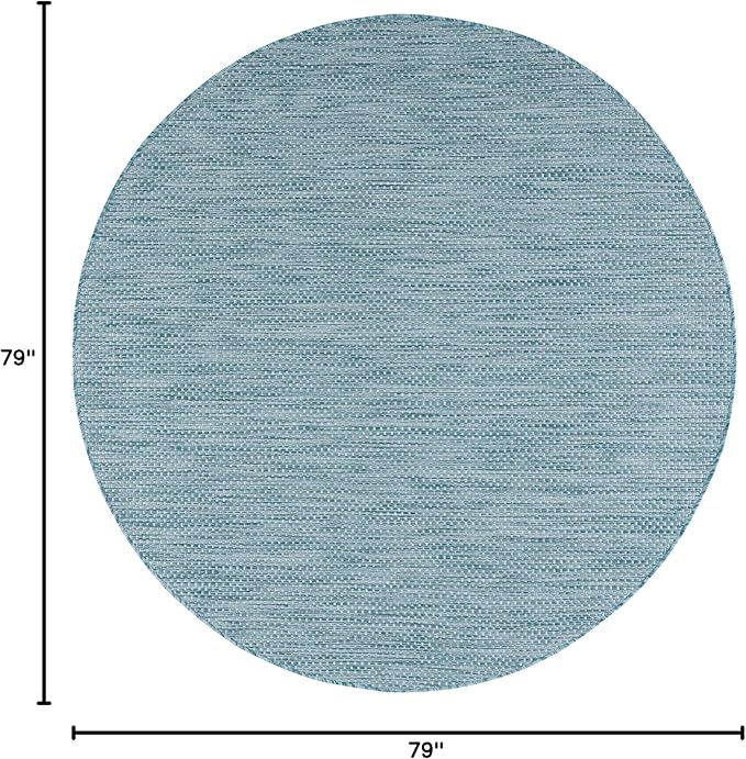 SAFAVIEH Courtyard Collection 6'7'' Round Aqua/Grey CY8521 Indoor/ Outdoor Patio Backyard Mudroom Area Rug
