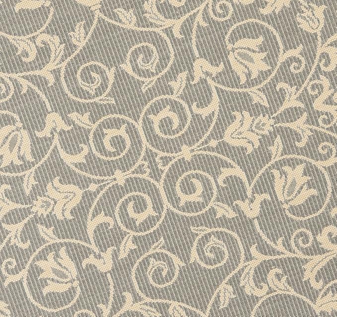 SAFAVIEH Washable Rug Outdoor Courtyard Collection - 5'3" Round, Grey & Natural, Non-Shedding & Easy Cleaning, Ideal for Patio, Backyard, Mudroom (CY2098-3606)