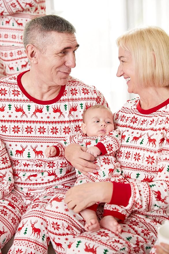 PATPAT Christmas Family Matching Pajama Sets Includes Christmas Socks - Perfect for Family Photos & Holiday Celebrations