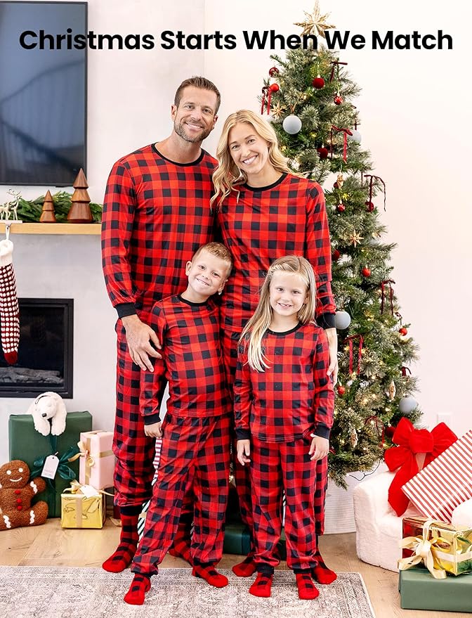 PATPAT Christmas Family Matching Pajama Sets Includes Christmas Socks - Perfect for Family Photos & Holiday Celebrations
