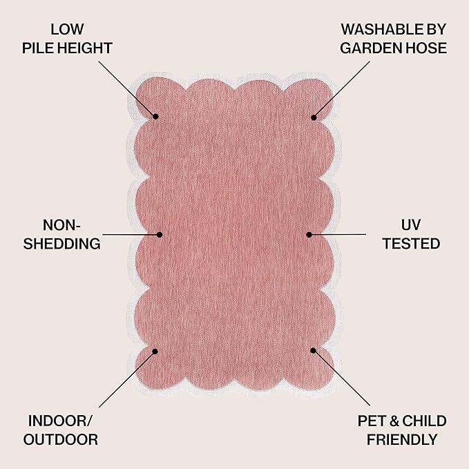 JONATHAN Y Cottage Two-Tone Scalloped Indoor Outdoor Area Rug 5X8 Light Rose/Cream, Alice Classic for Backyard, Patio, Porch, Easy-Cleaning, High Traffic, Pet-Friendly, Non-Shedding (SHP103B-5)