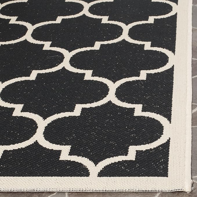 SAFAVIEH Washable Rug Outdoor Courtyard Collection - 2'3" x 10' Runner, Anthracite & Beige, Non-Shedding & Easy Cleaning, Ideal for Patio, Entryway, Mudroom, Hallway, Kitchen (CY6914-246)