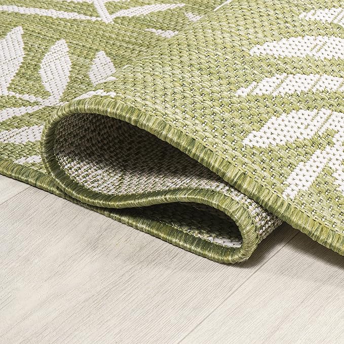 JONATHAN Y Palm Frond Indoor Outdoor Area Rug 3X5 Green/Cream, Nevis for Backyard, Patio, Porch, Easy-Cleaning, High Traffic, Pet-Friendly, Non-Shedding (SMB119D-3)