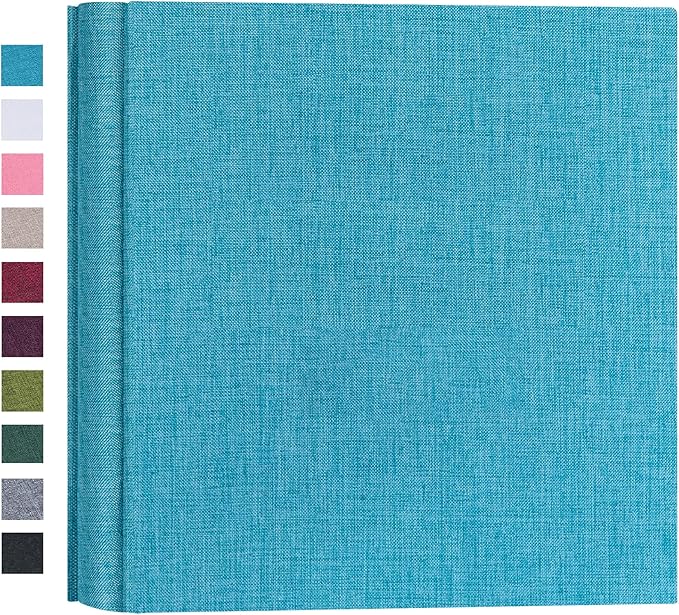 Mublalbum Small Photo Album 4x6 200 Photos Linen Cover Picture Book with Horizontal Pockets for Family Wedding Baby and Anniversary (Blue)