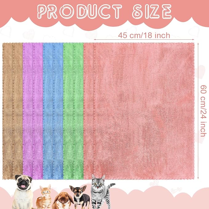 SmoothNovelty 5 Waterproof Guinea Pig Blankets, Colorful, 18 x 24 Inch | Colorful Pet Blankets, Washable Coral Fleece Bedding Mat,Waterproof Pee Pad, for Guinea Pig Rabbit Cat Dog