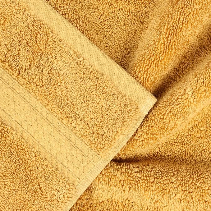 BLUENILEMILLS Madison Egyptian Cotton Face Towel/Washcloth Set, for Kitchen, Bathroom, Shower, Plush, 900 GSM, Highly Absorbent and Ultra-Soft Face Towels, Washcloths, Set of 6, Gold