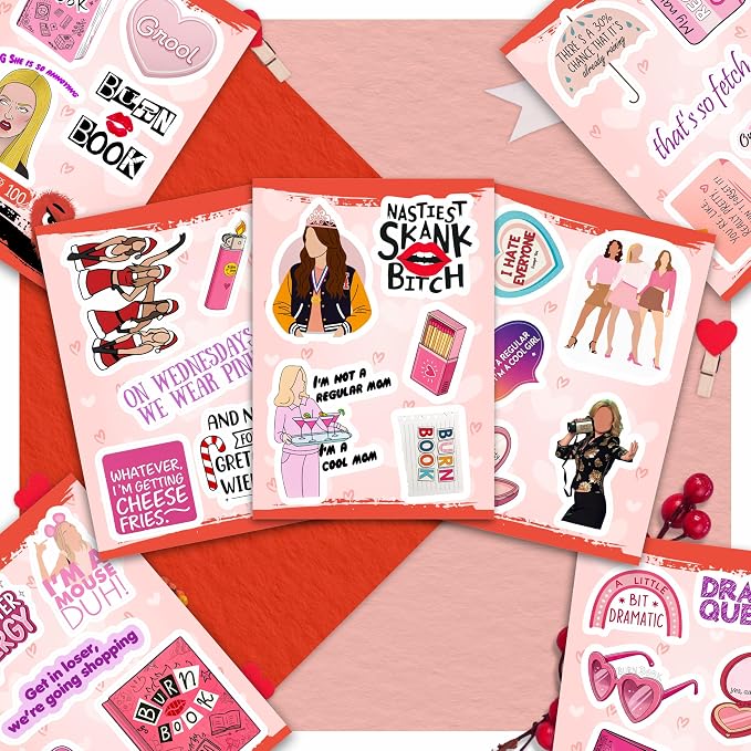 100Pcs Burn Book Stickers for Laptop, Waterbottle - Burn Book Party Decorations & Favors - Gift for Women & Men