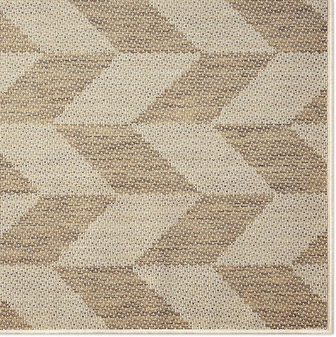 Nicole Miller New York Patio Country Calla Contemporary Herringbone Indoor/Outdoor Area Rug, Brown/Beige, 6'6"x9'2"