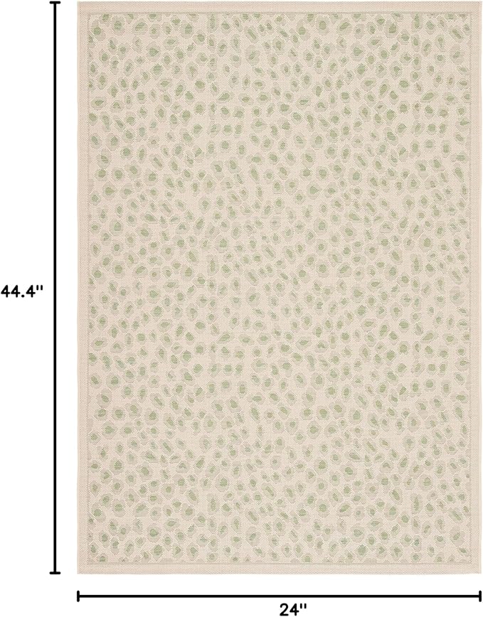 SAFAVIEH Washable Rug Outdoor Courtyard Collection - 2' x 3'7", Beige & Green, Non-Shedding & Easy Cleaning, Ideal for Patio, Front Door, Entryway, Doormat (CY6104-45312)
