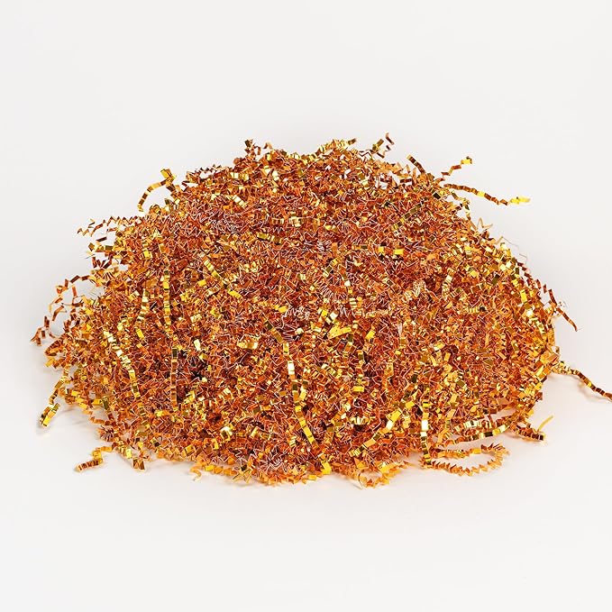Bobobag - 1LB Crinkle Cut Paper Shred Filler Recyclable Gift Wrap Confetti Raffia Grass Shiny Shred Paper for Easter Baskets Filler Creative Eggs Decor(Gold)