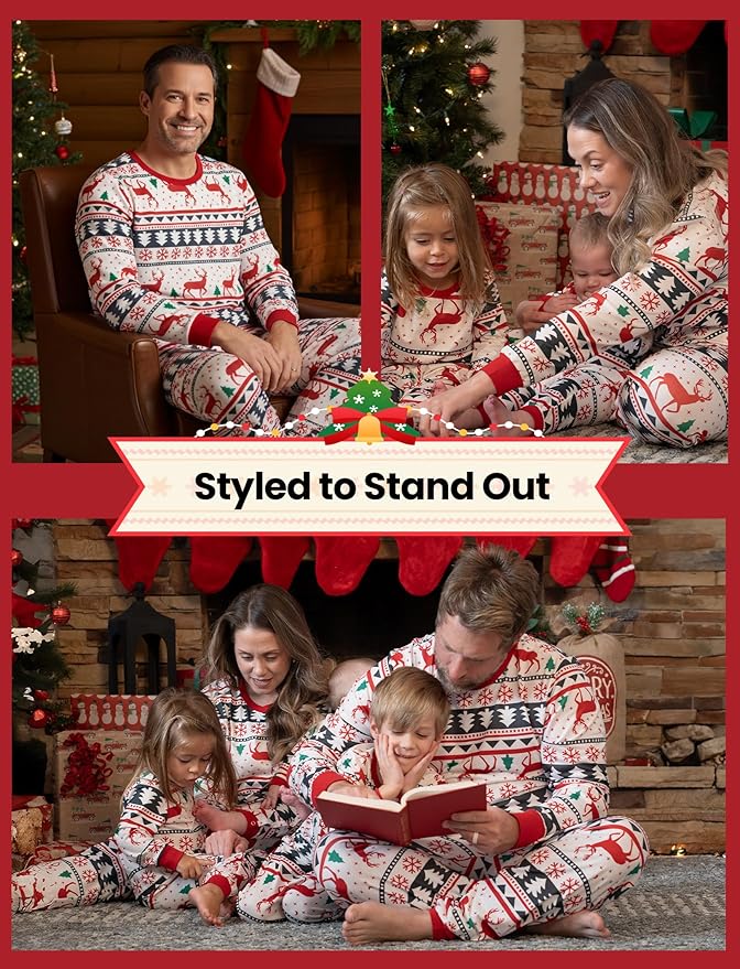 PATPAT Christmas Family Matching Pajama Sets Includes Christmas Socks - Perfect for Family Photos & Holiday Celebrations