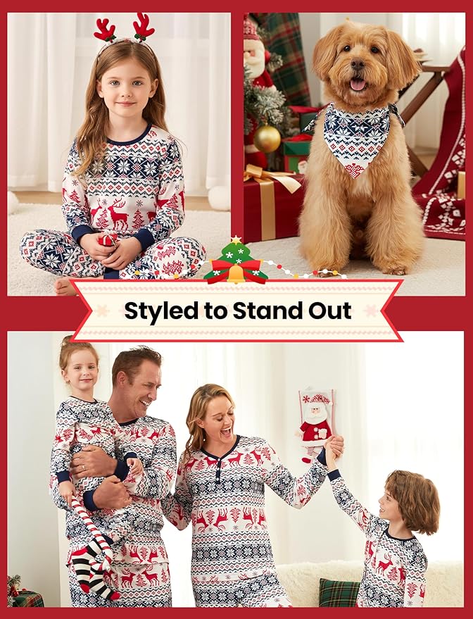 PATPAT Christmas Family Matching Pajama Sets Includes Christmas Socks - Perfect for Family Photos & Holiday Celebrations