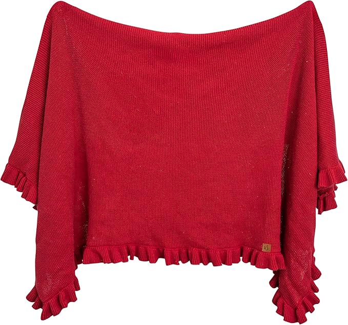 Ruffle Knit Blanket for Baby - 100% Luxury Soft Cotton Knit Warm Cozy Cuddle Stroller Crib Blanket for Newborns, Infants, & Toddlers (Red X-mas)
